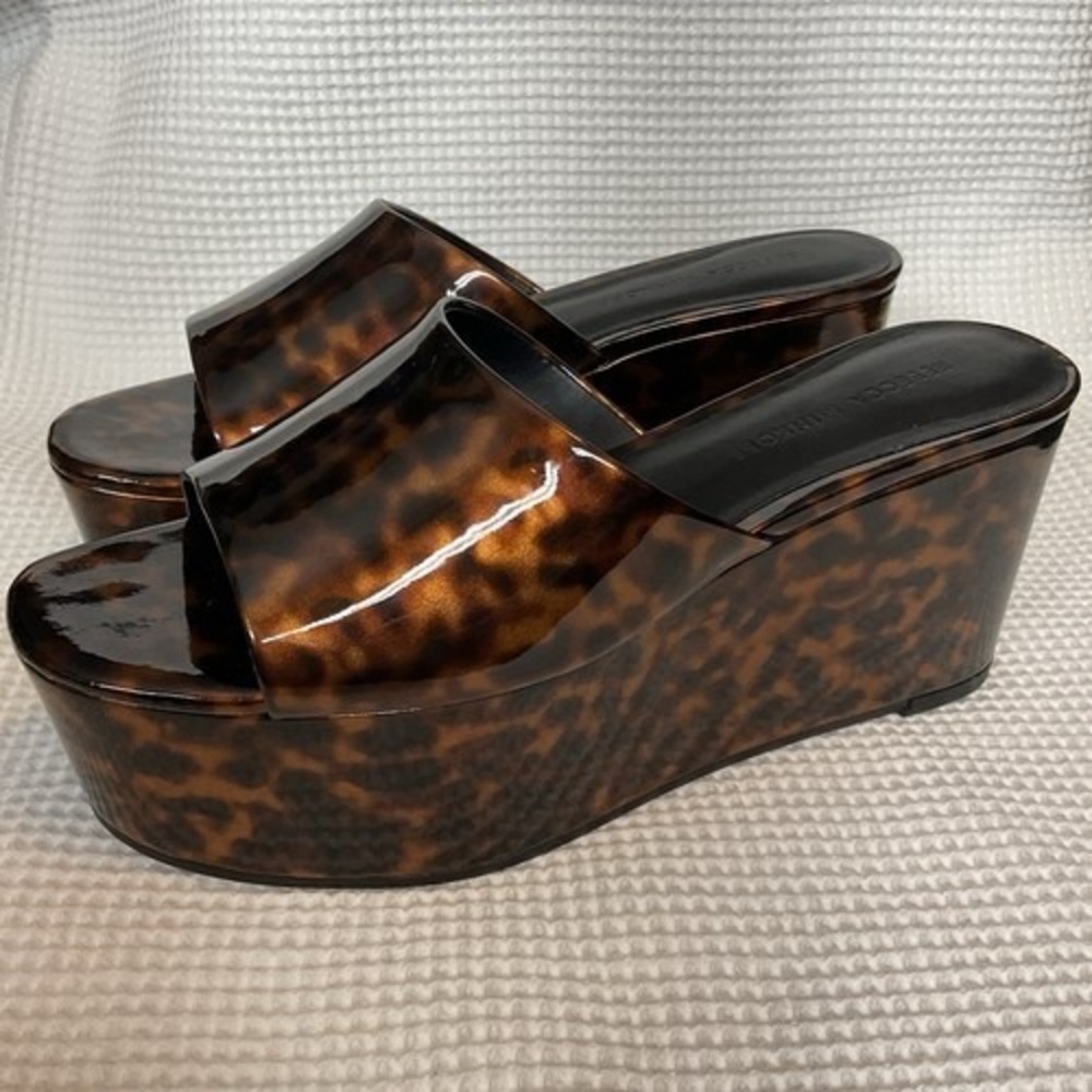 NWOB Rebecca Minkoff Brown Jeanee Platform Wedge Slide Sandal Women 7,5M China